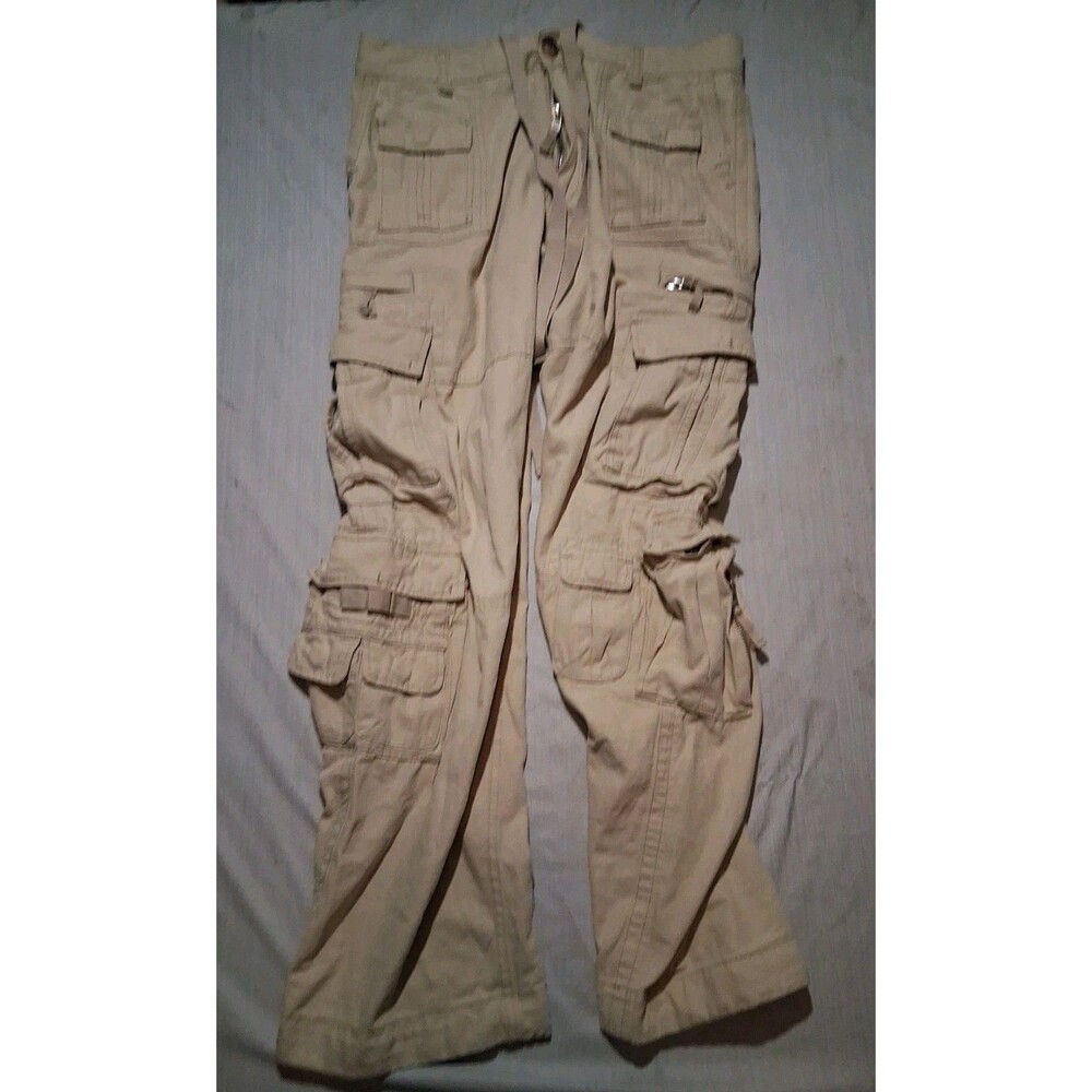 MNML Pants Mens 33 Tan Military Cargo Paratrooper Multi Pocket Heavy Weight